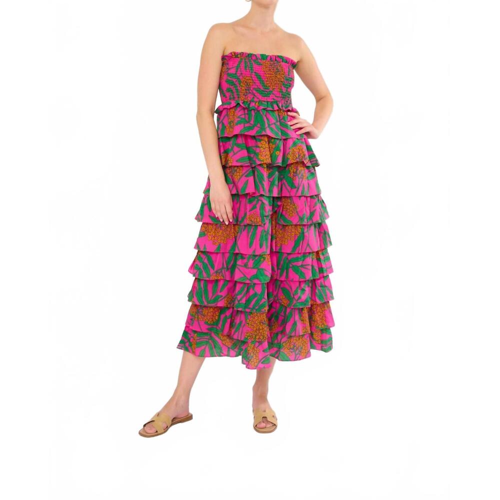 NEW FLORA BEA rosana dress in poppy pink
